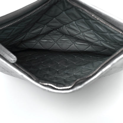 Chanel Metallic Calfskin Quilted Pixel Effect CC Beauty Clutch Silver 5 of 10