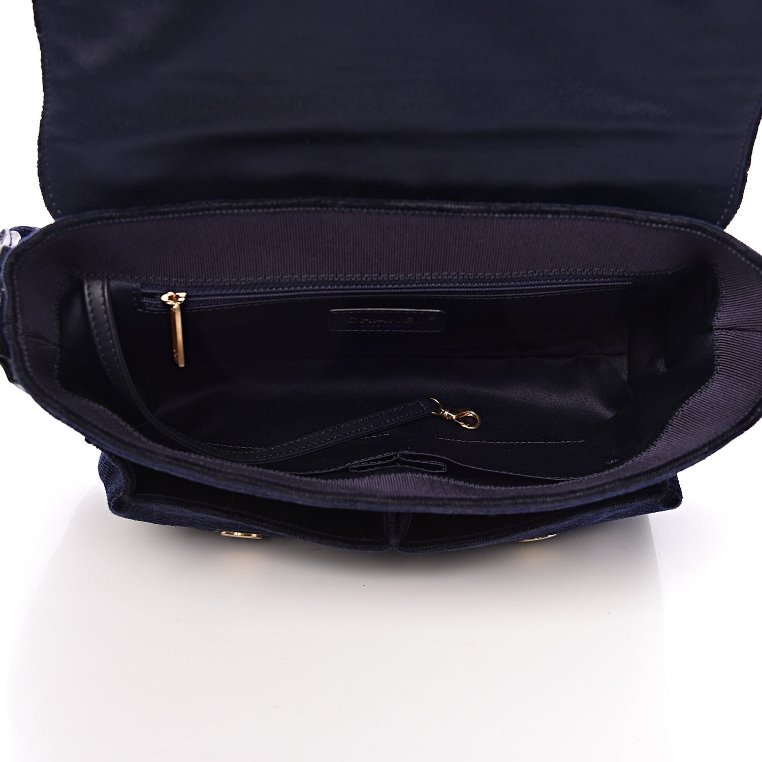 Chanel Wool Velvet Quilted Parisian Stroll Messenger Navy 5 of 10