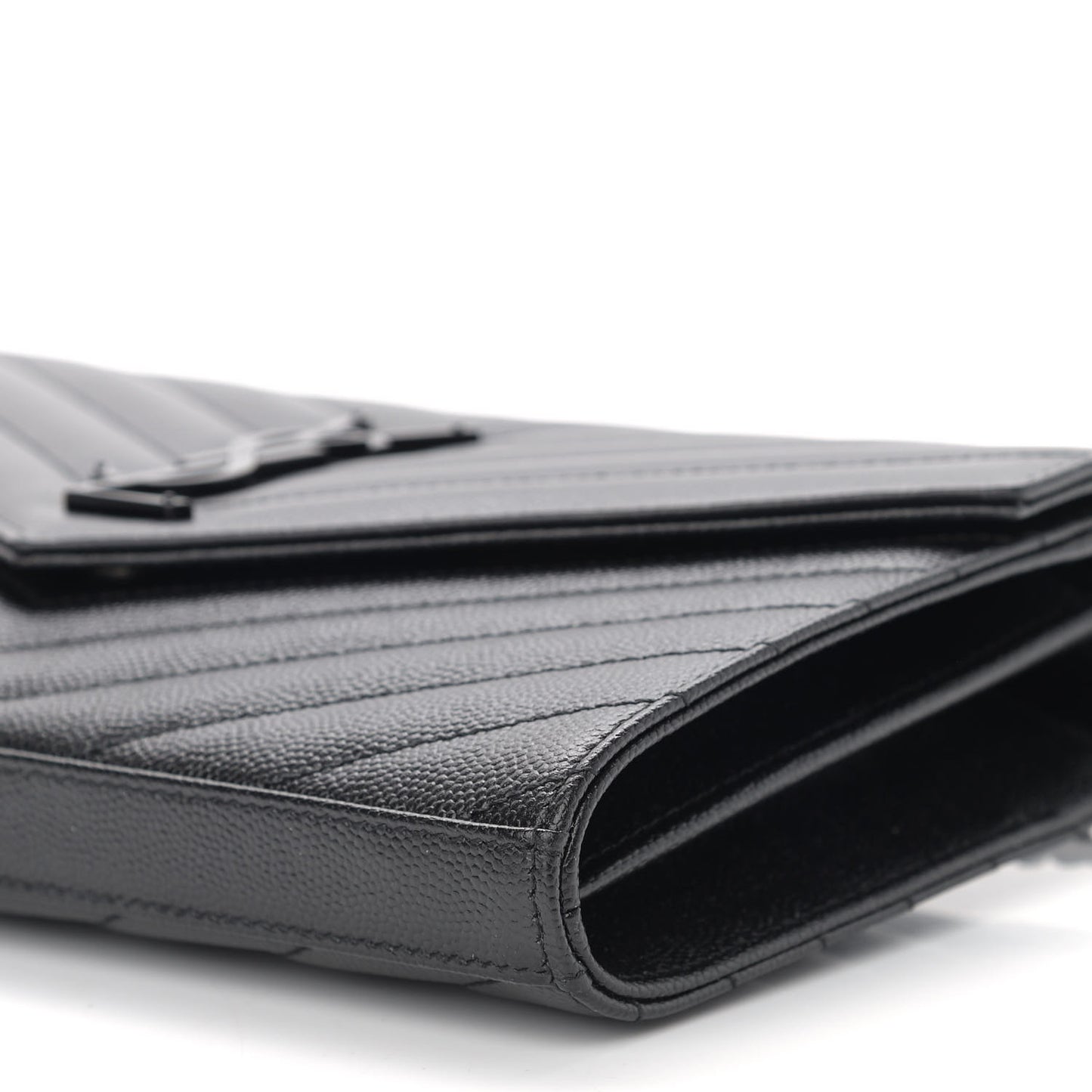 Grain De Poudre Matelasse Chevron Monogram Chain Wallet Black
