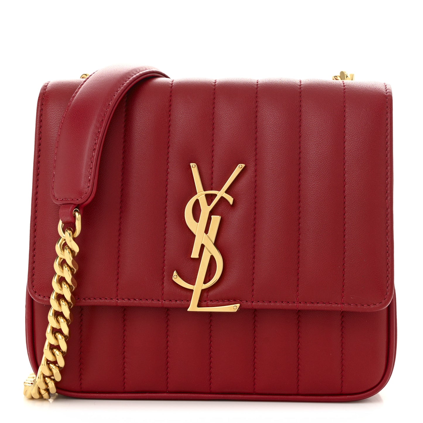 Lambskin Matelasse Monogram Medium Vicky Chain Bag Rouge Eros