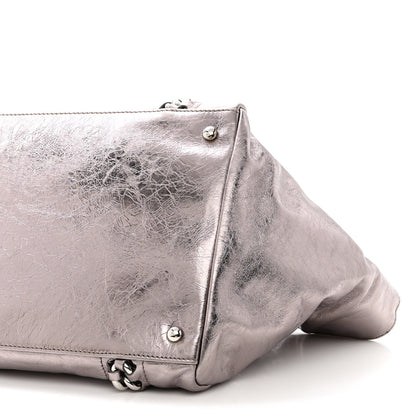 Chanel Metallic Cracked Calfskin Modern Chain Tote Dark Silver 10 of 10