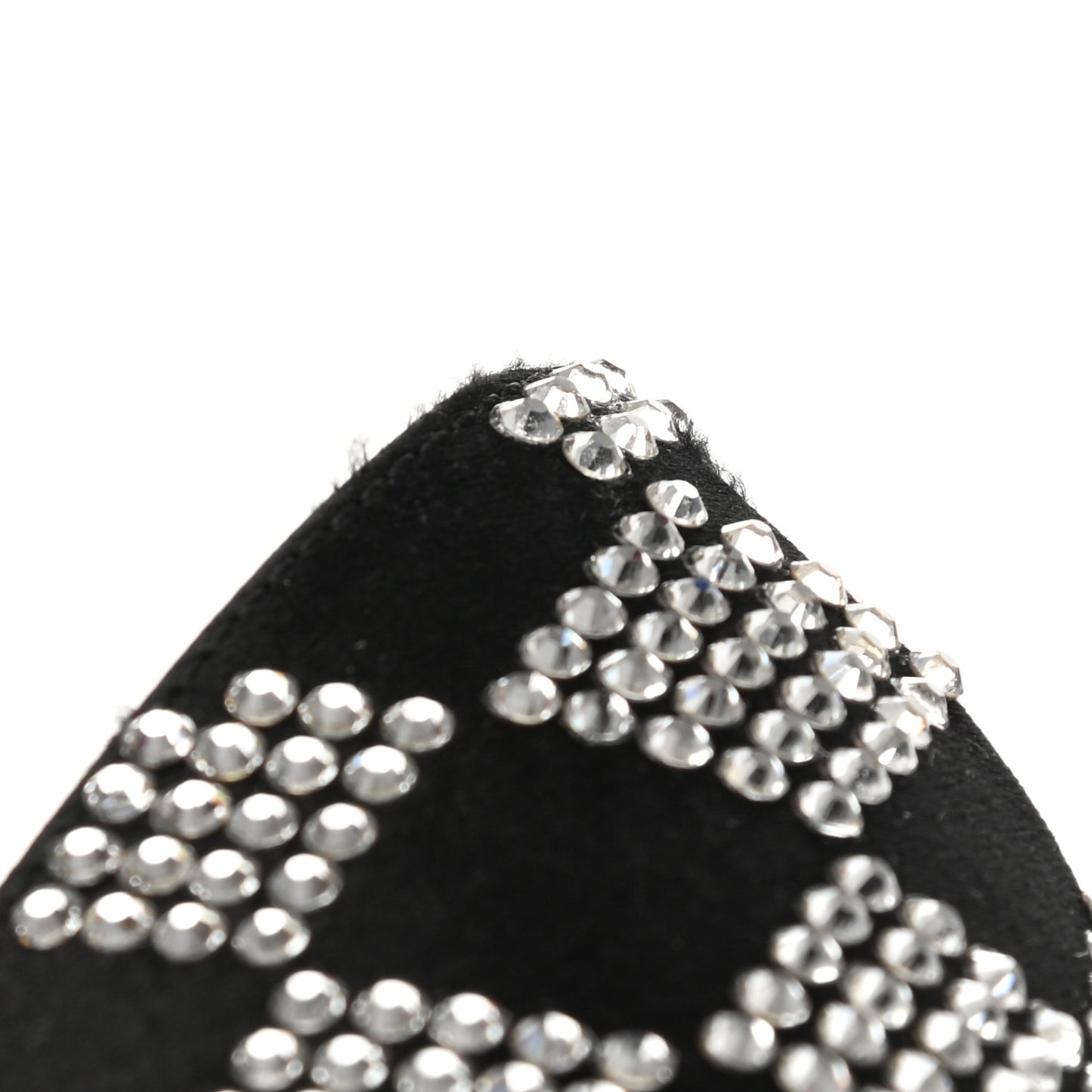 Satin Crystal Embellished Checkered Zoe 105 Pumps 36.5 Black
