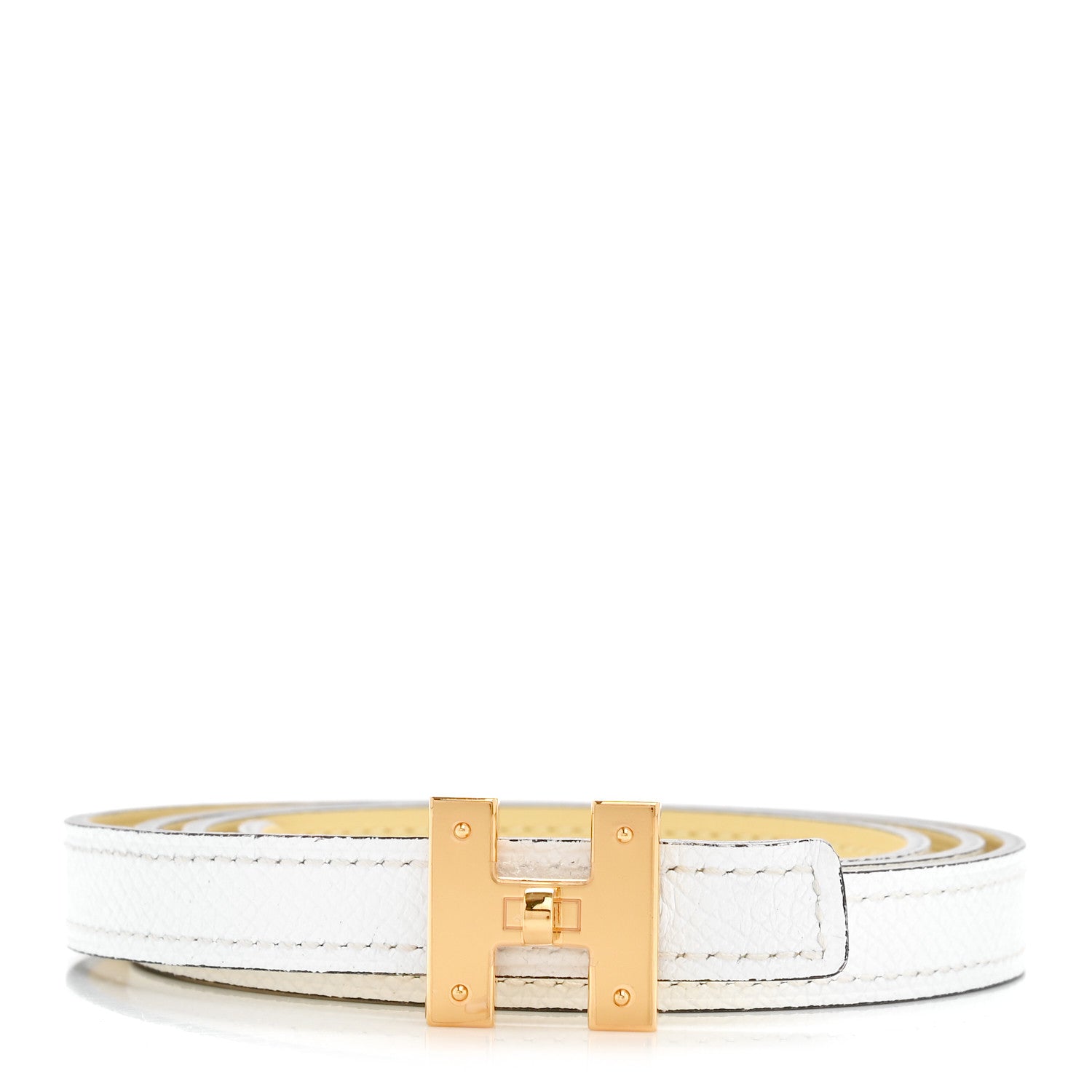 Hermes Swift Epsom 13mm H Kelly Belt 80 Jaune Poussin White 1 of 8