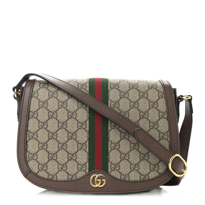 Gucci GG Supreme Monogram Web Small Ophidia Flap Messenger Bag Brown 1 of 10