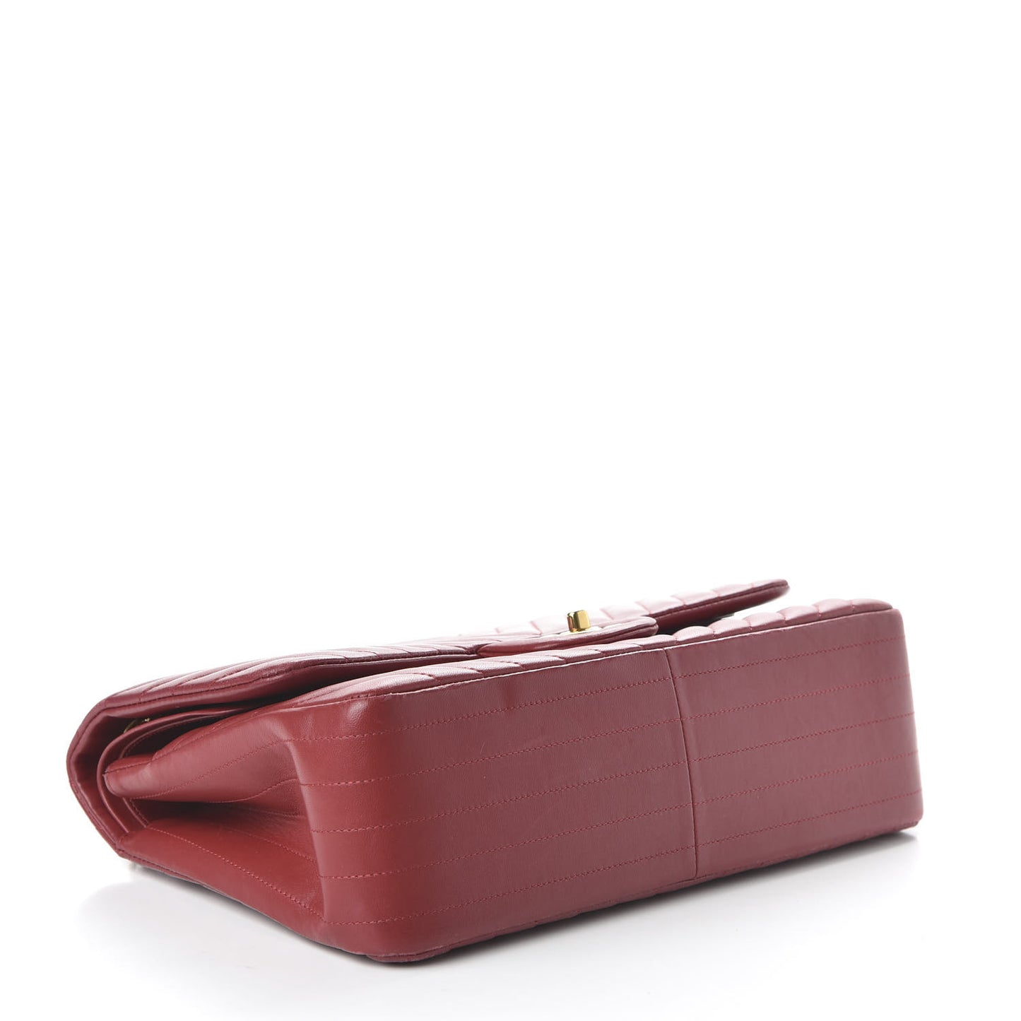 Lambskin Chevron Quilted Jumbo Double Flap Dark Red
