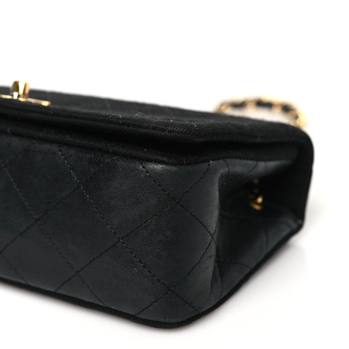 Jersey Calfskin Quilted Mini Single Flap Bag Black
