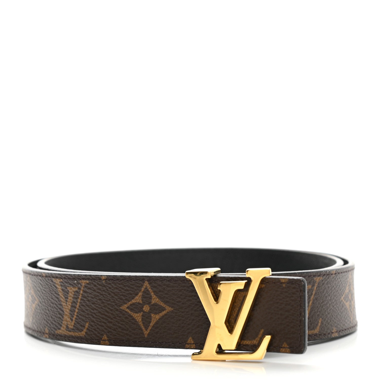 Louis Vuitton Calfskin Monogram 30mm LV Initiales Reversible Belt 85 34 Black 1 of 5