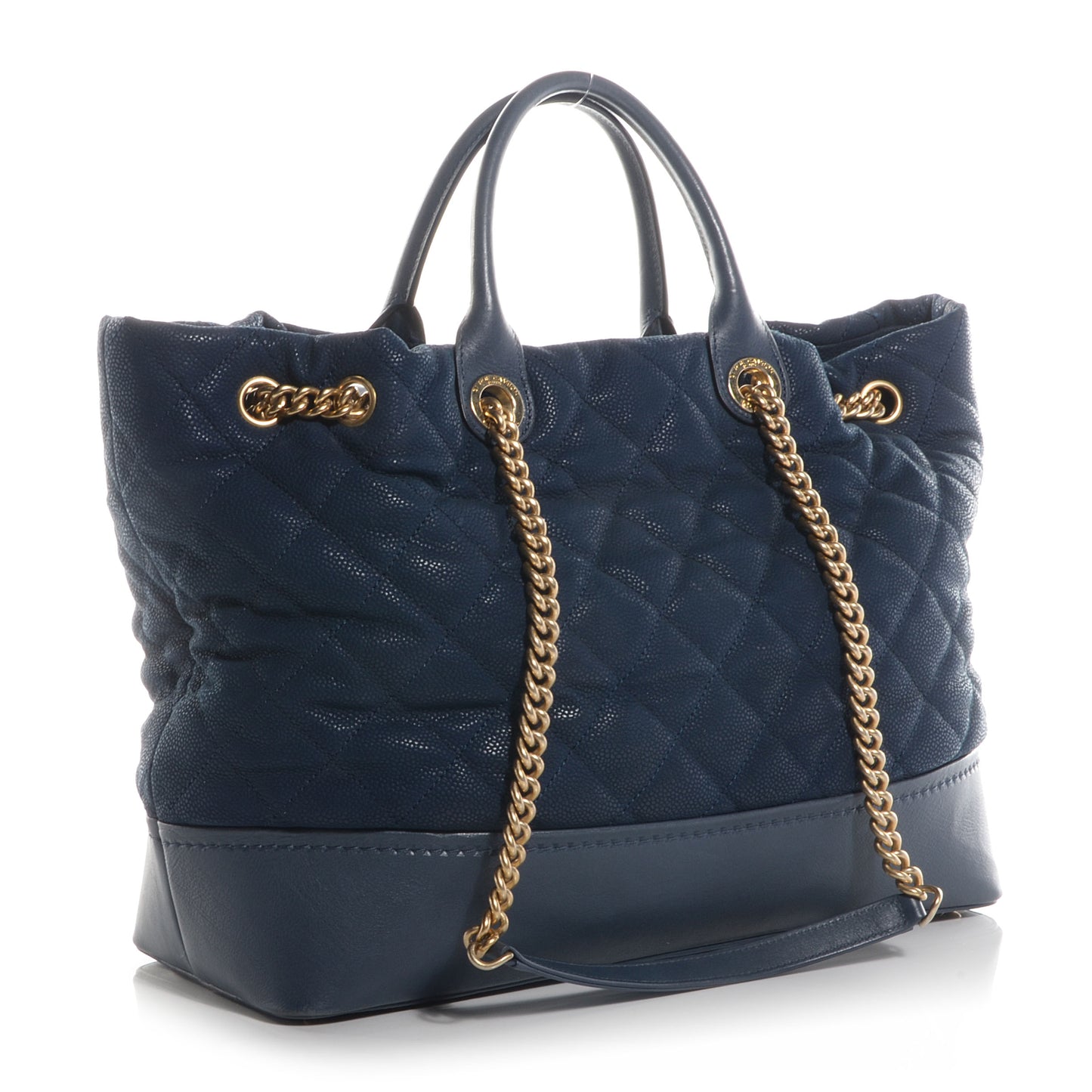 Iridescent Grained Calfskin Large Tote Blue