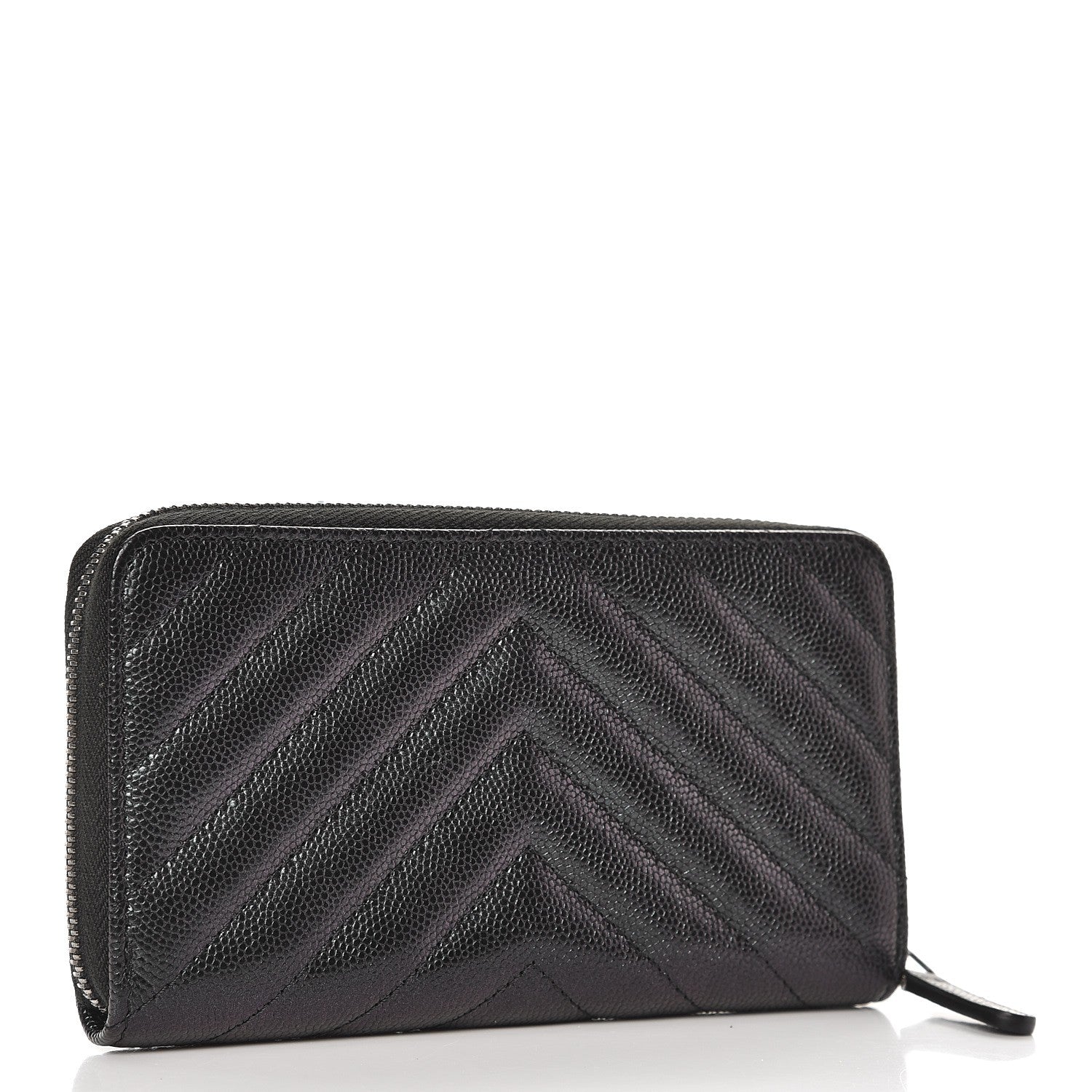 Chanel Iridescent Caviar Chevron Quilted Small Zip Around Wallet Black 3 of 9