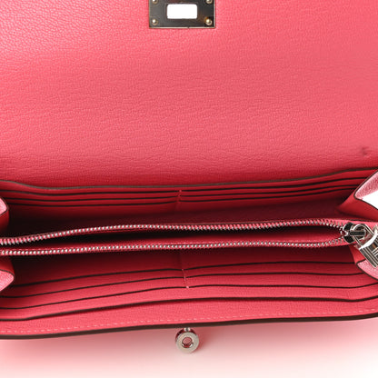 Hermes Chevre Mysore Kelly Longue Wallet Rose Lipstick 5 of 8