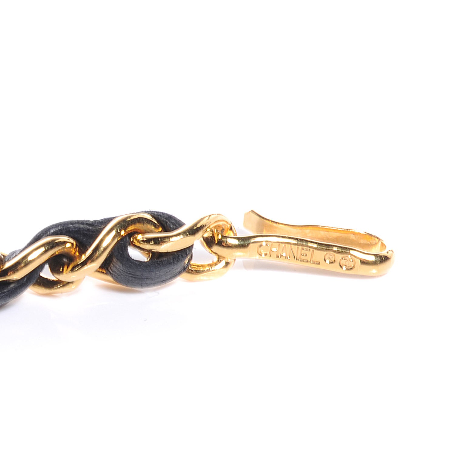 Chanel Leather Gold Chain Link Medallion Belt Black 5 of 5
