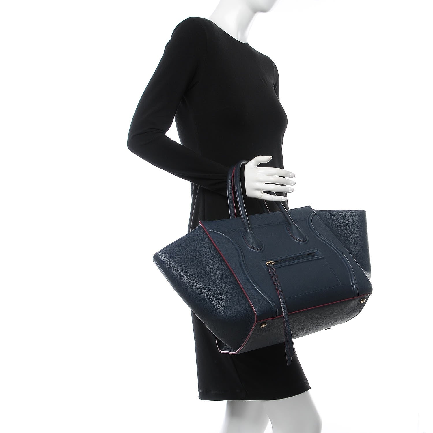 Celine Baby Grained Calfskin Medium Phantom Luggage Steel Blue 2 of 11