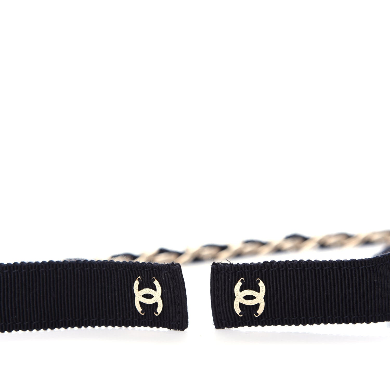Chanel Grosgrain Chain CC Bow Belt Black Gold 3 of 4