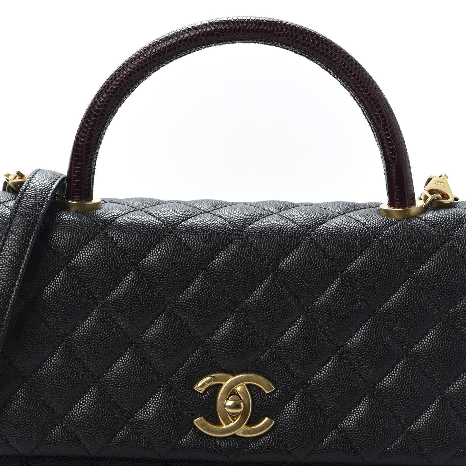 Chanel Caviar Lizard Quilted Small Coco Handle Flap Black 9 of 10