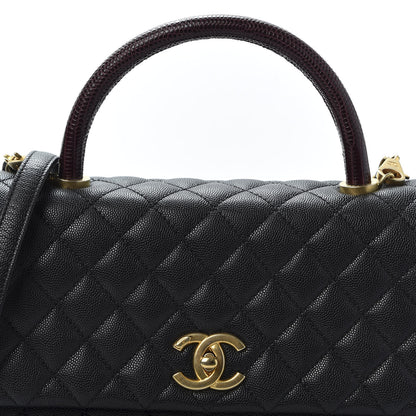 Chanel Caviar Lizard Quilted Small Coco Handle Flap Black 9 of 10