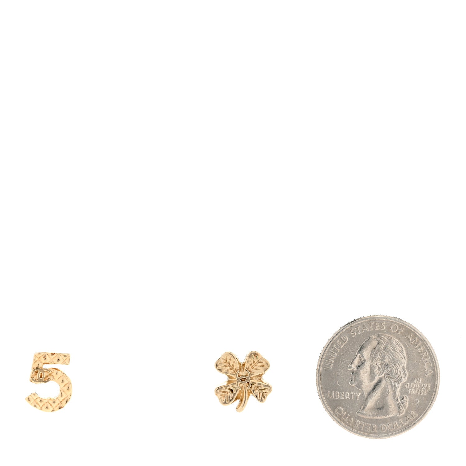 Chanel Metal No 5 Clover CC Earrings Gold 2 of 4