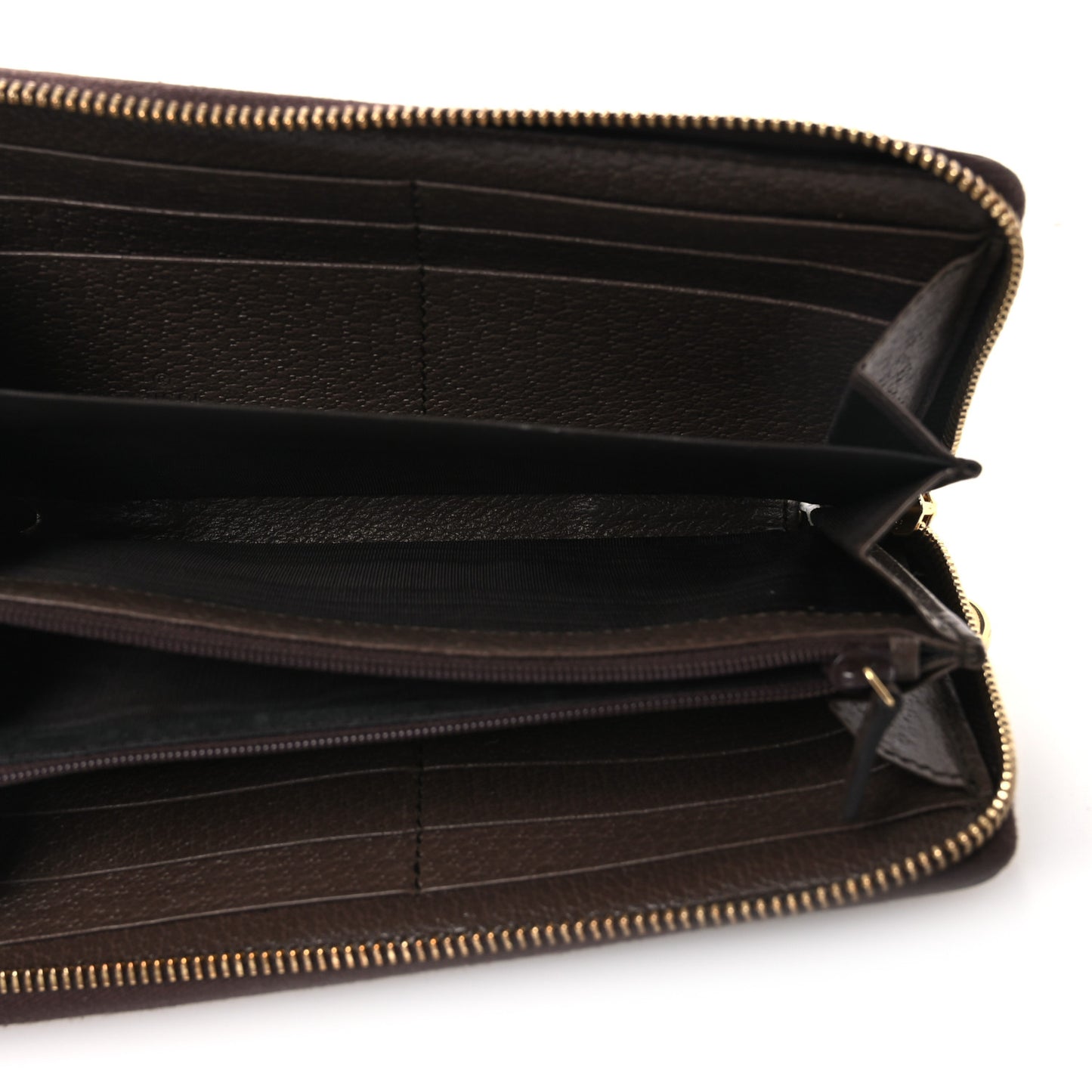 GG Supreme Monogram Web Ophidia Zip Around Wallet Brown