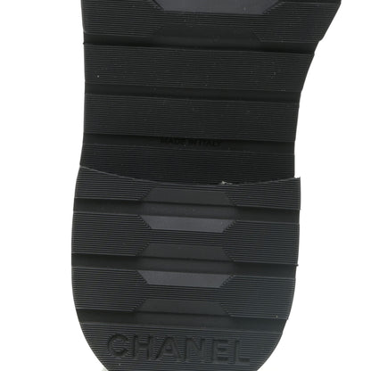 Chanel Shiny Calfskin Quilted Lace Up Combat Boots 37 Black 9 of 16