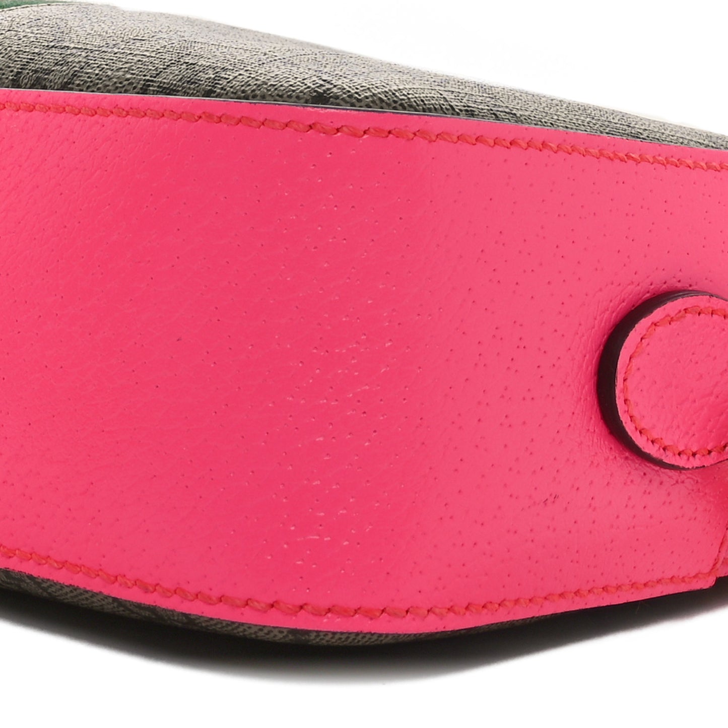 GG Supreme Monogram Textured Dollar Calfskin Web Ophidia Small Crossbody Bag Beige Ebony Fuchsia