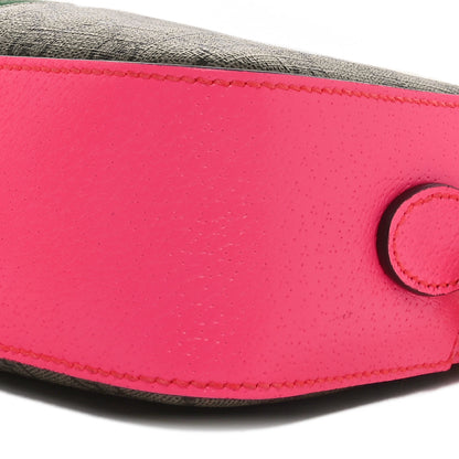 Gucci GG Supreme Monogram Textured Dollar Calfskin Web Ophidia Small Crossbody Bag Beige Ebony Fuchsia 10 of 10