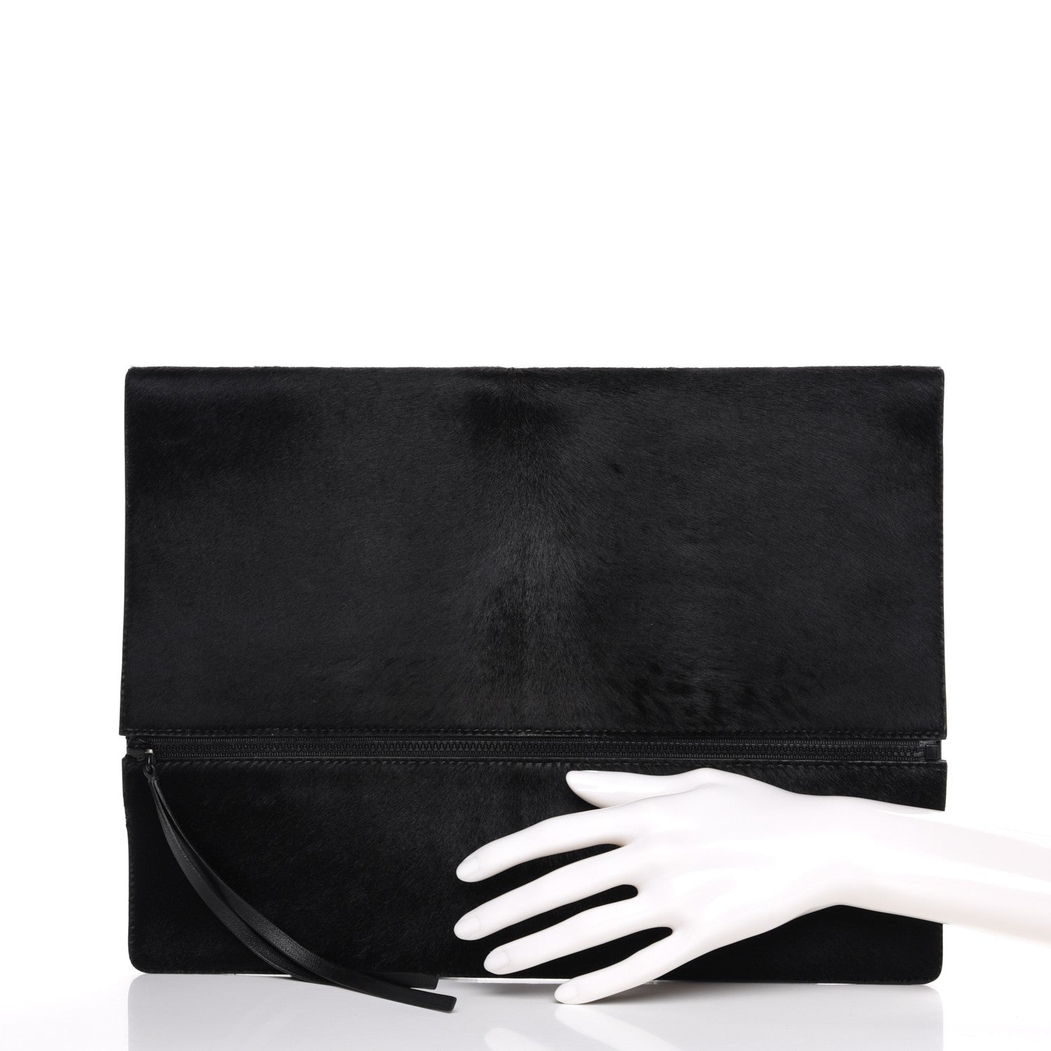 Celine Pony Hair Zip Clutch Pouch Black 2 of 7