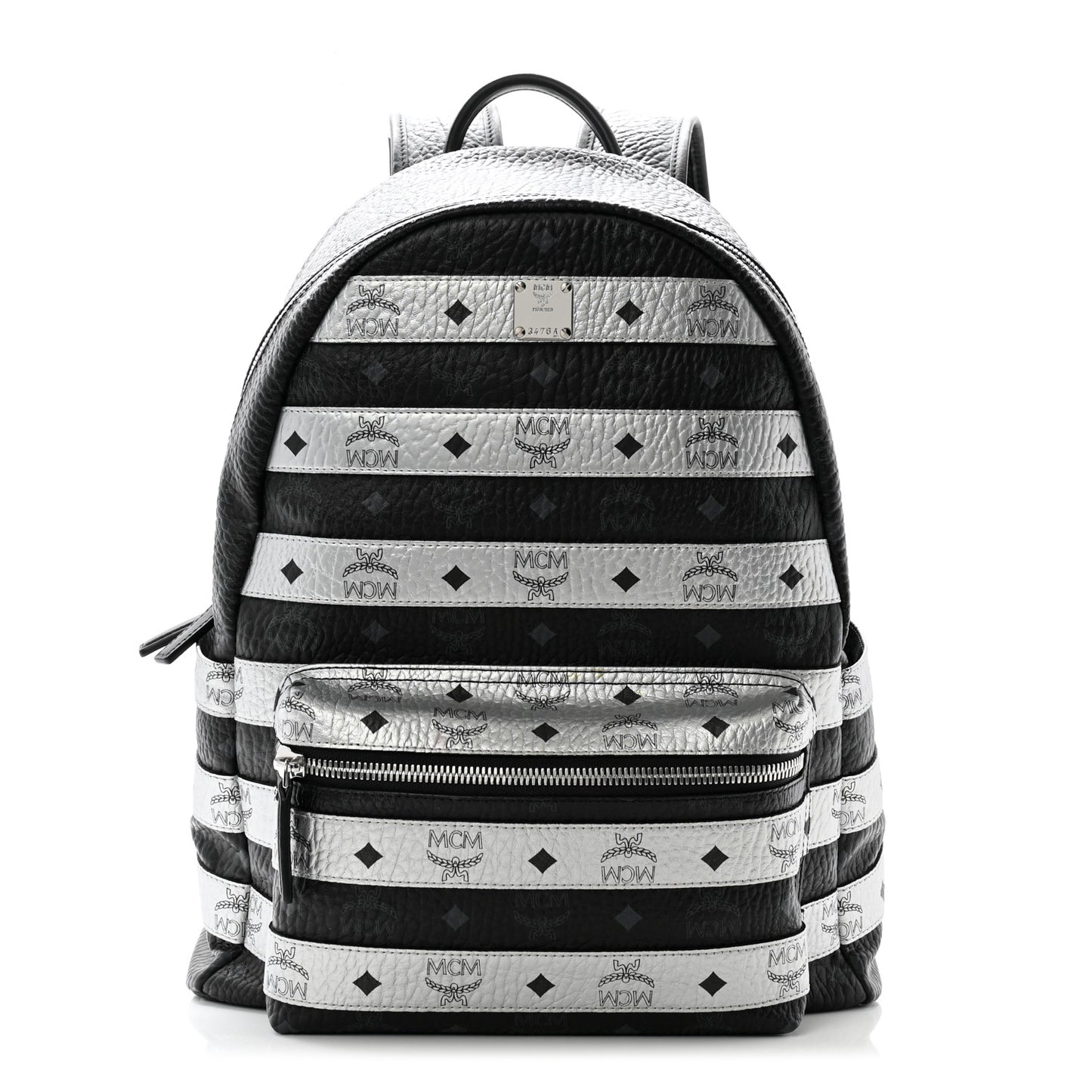Metallic Visetos Striped Medium Stark Backpack Silver Black