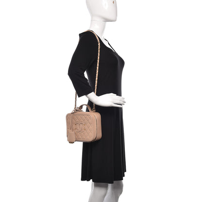 Chanel Caviar Quilted Medium CC Filigree Vanity Case Beige 2 of 10