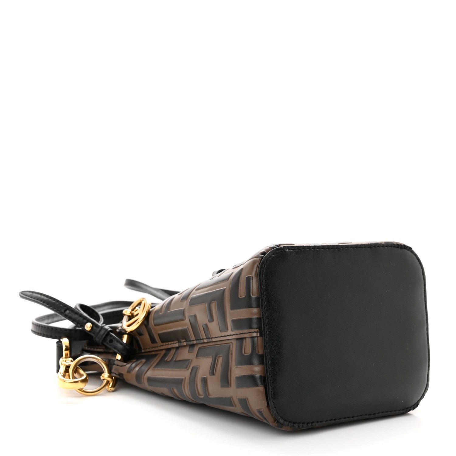 Fendi Vitello Liberty F is Fendi Bi-Color FF 1974 Embossed Mini Mon Tresor Bucket Bag Maya Black 4 of 11