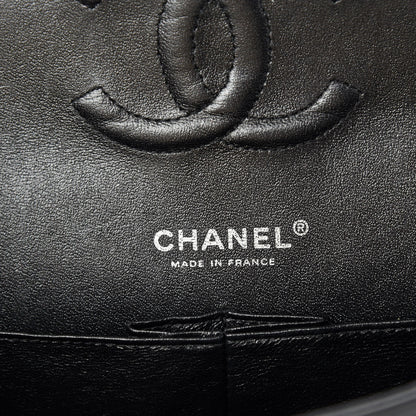 Chanel Metallic Patent Crumpled Calfskin Chevron Quilted Medium Double Flap So Black 11 of 13