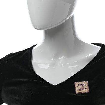Chanel Resin Glitter Enamel Square CC Brooch Pink Gold 2 of 5