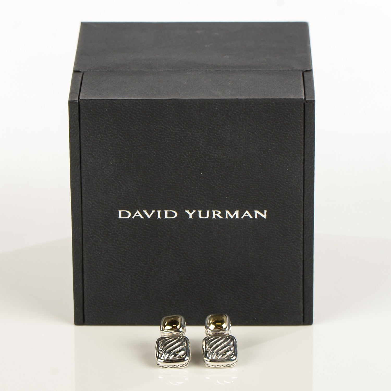David Yurman Sterling Silver 18K Yellow Gold Cable Albion Earrings 3 of 7