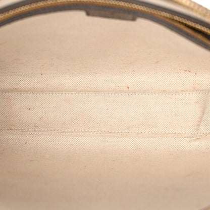 Gucci Monogram Jumbo GG Textured Dollar Calfskin Web Wristlet Messenger Bag Camel Ebony New Acero 5 of 12