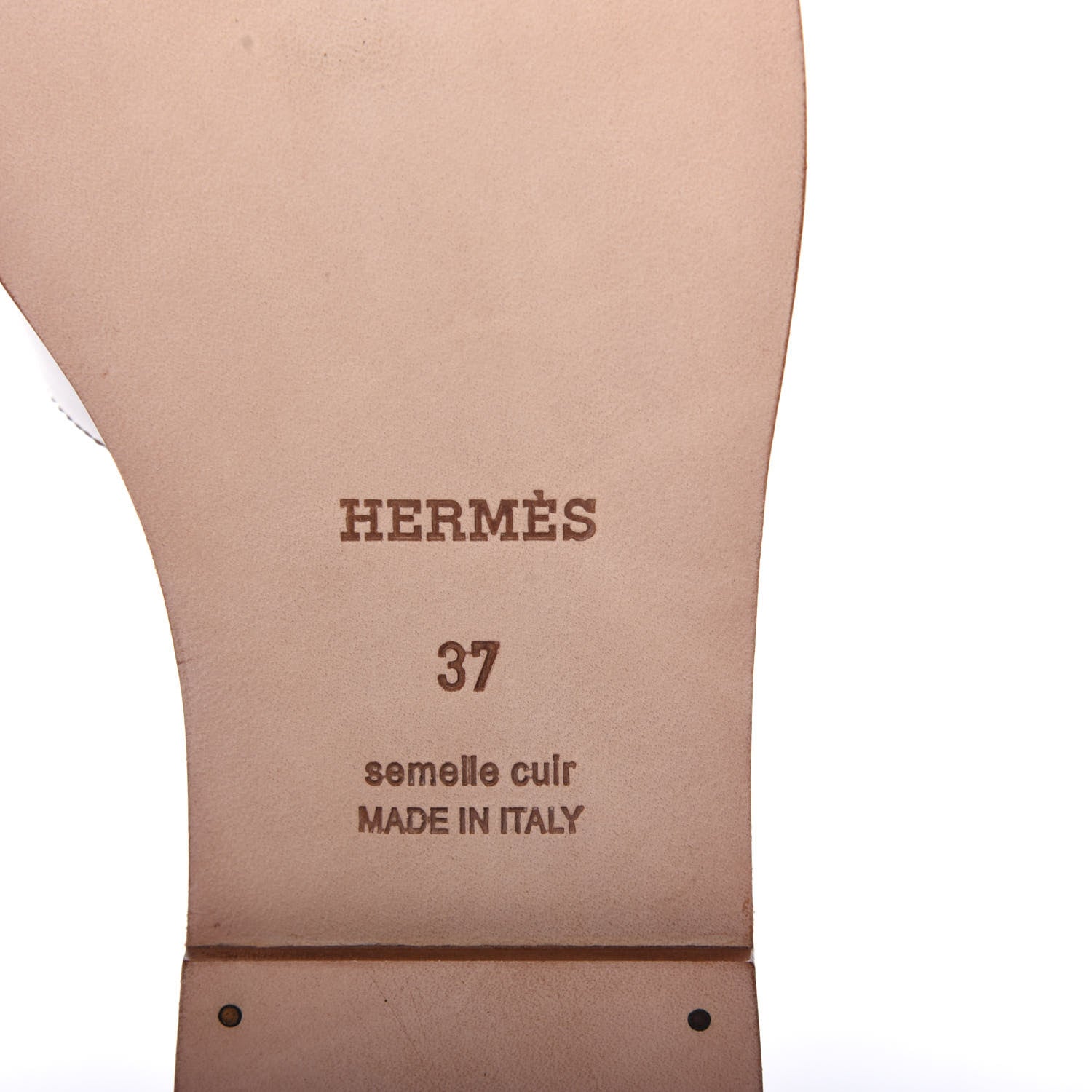 Hermes Box Calfskin Oran Sandals 37 White 9 of 11