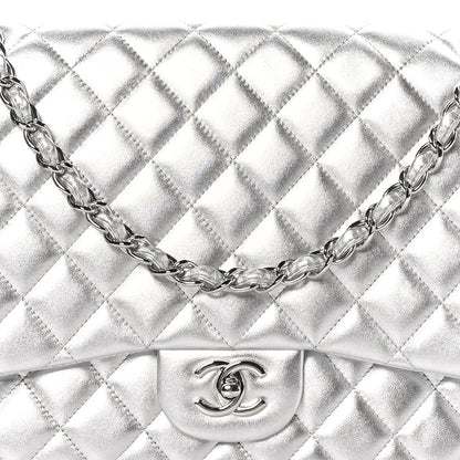 Chanel Metallic Lambskin Quilted Maxi Single Flap Silver 8 of 10