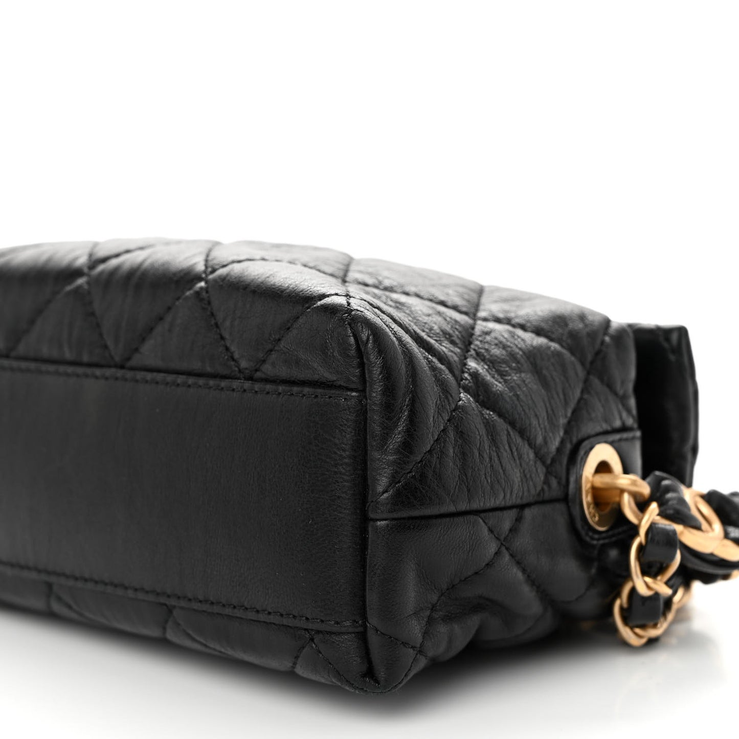 Crumpled Lambskin Quilted Small CC Links Shoulder Bag Black
