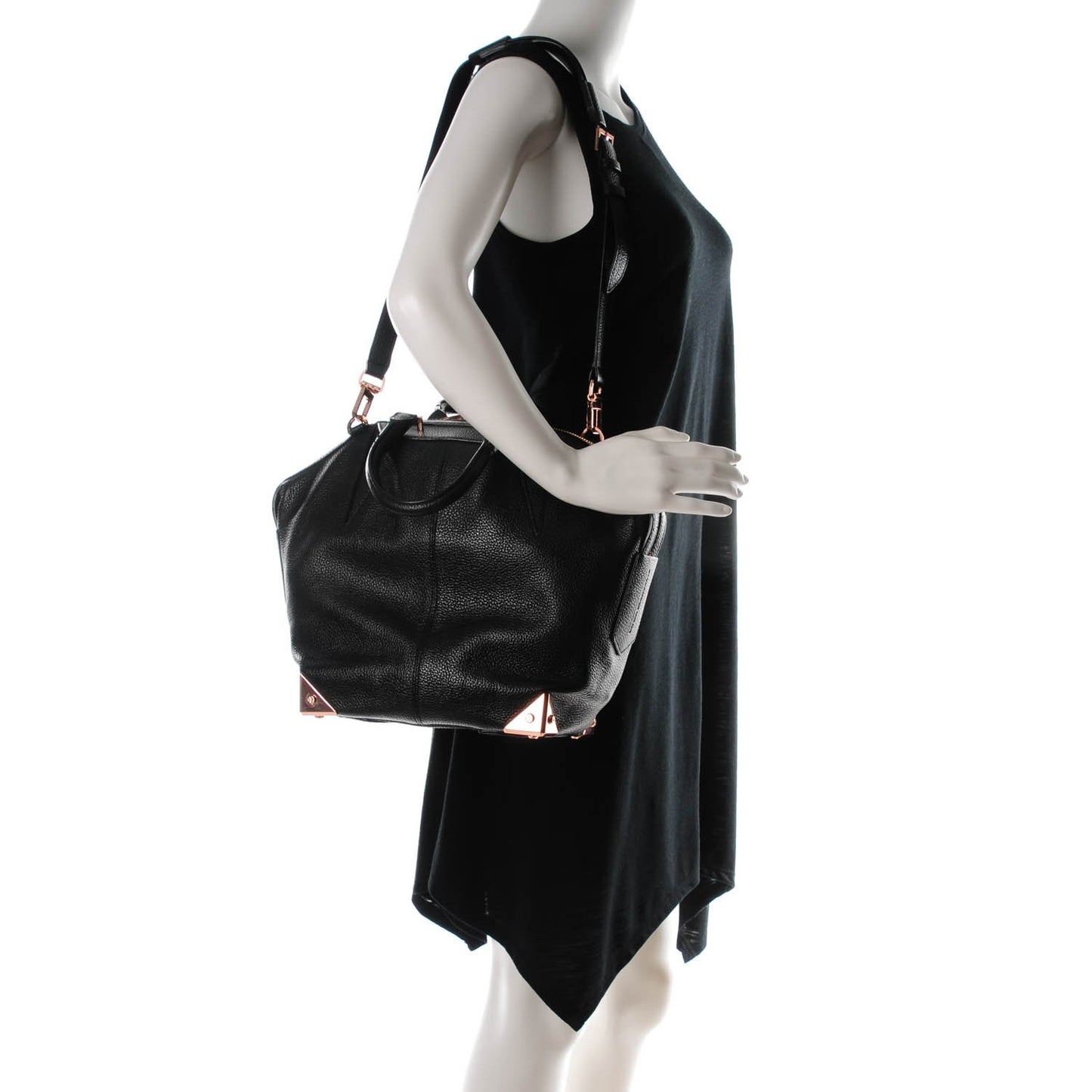 Pebbled Calfskin Small Emile Black Rose Gold Hardware