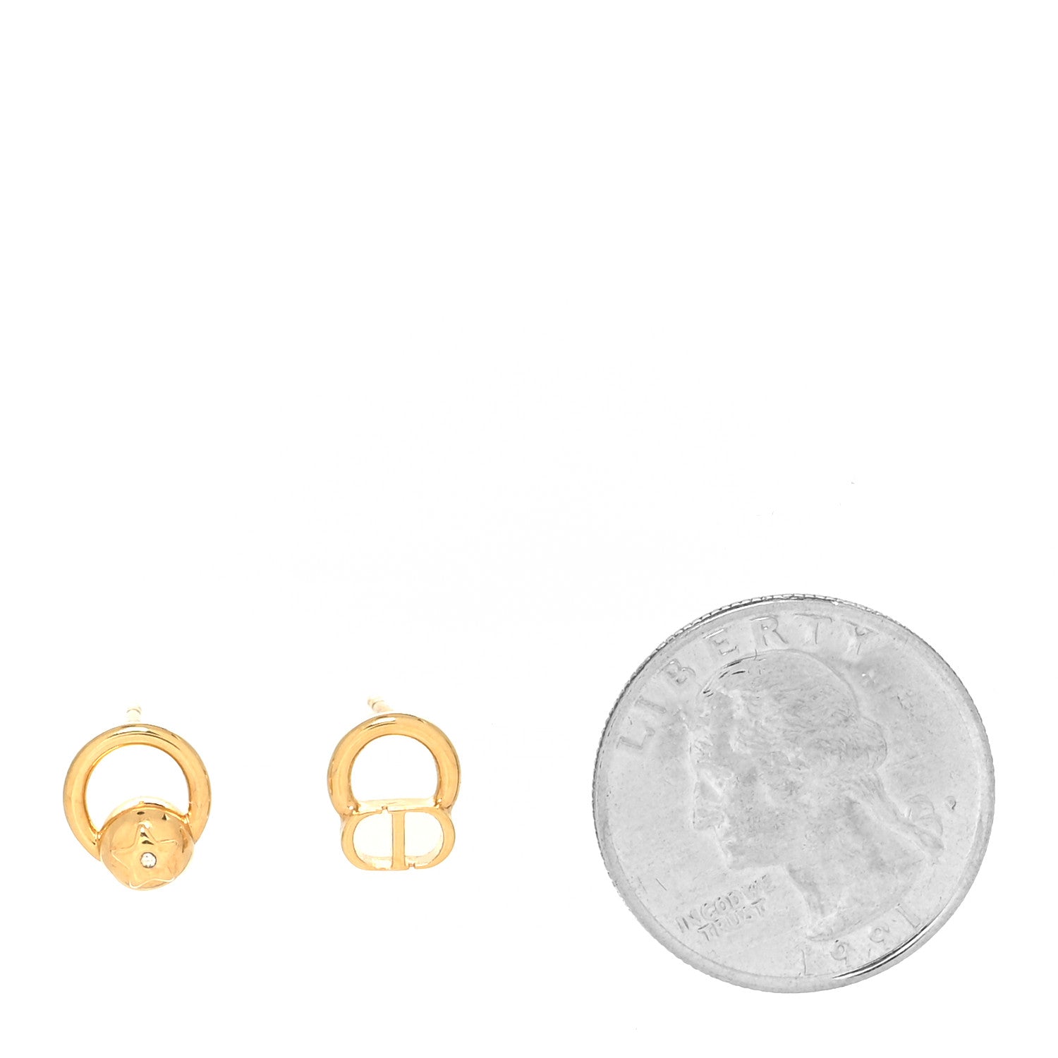 Christian Dior Metal CD Earrings Gold 2 of 4