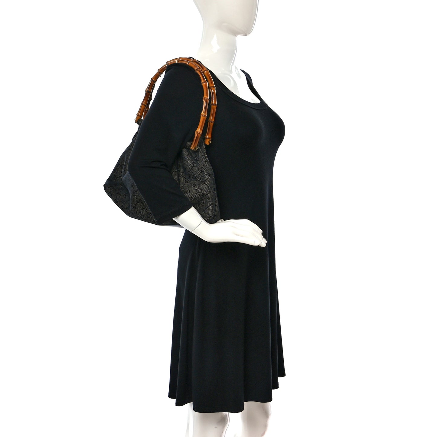 Monogram Bamboo Top Handle Bag Black