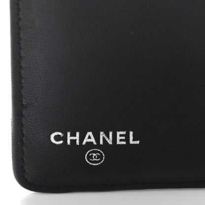 Chanel Lambskin Camellia Embossed Yen Wallet Black 6 of 17