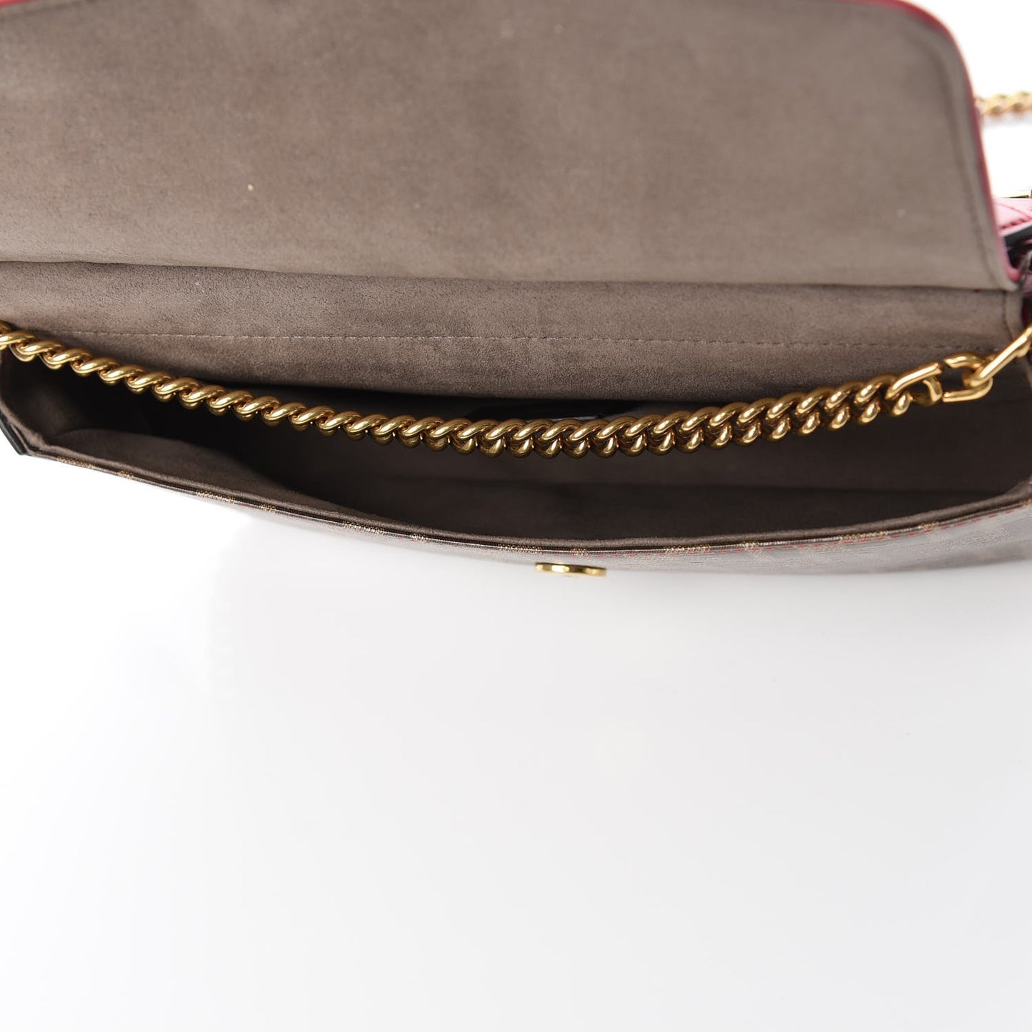 Vitello Grace Glazed Fabric FF 1974 Double F Shoulder Bag Fragola Mogano Panna