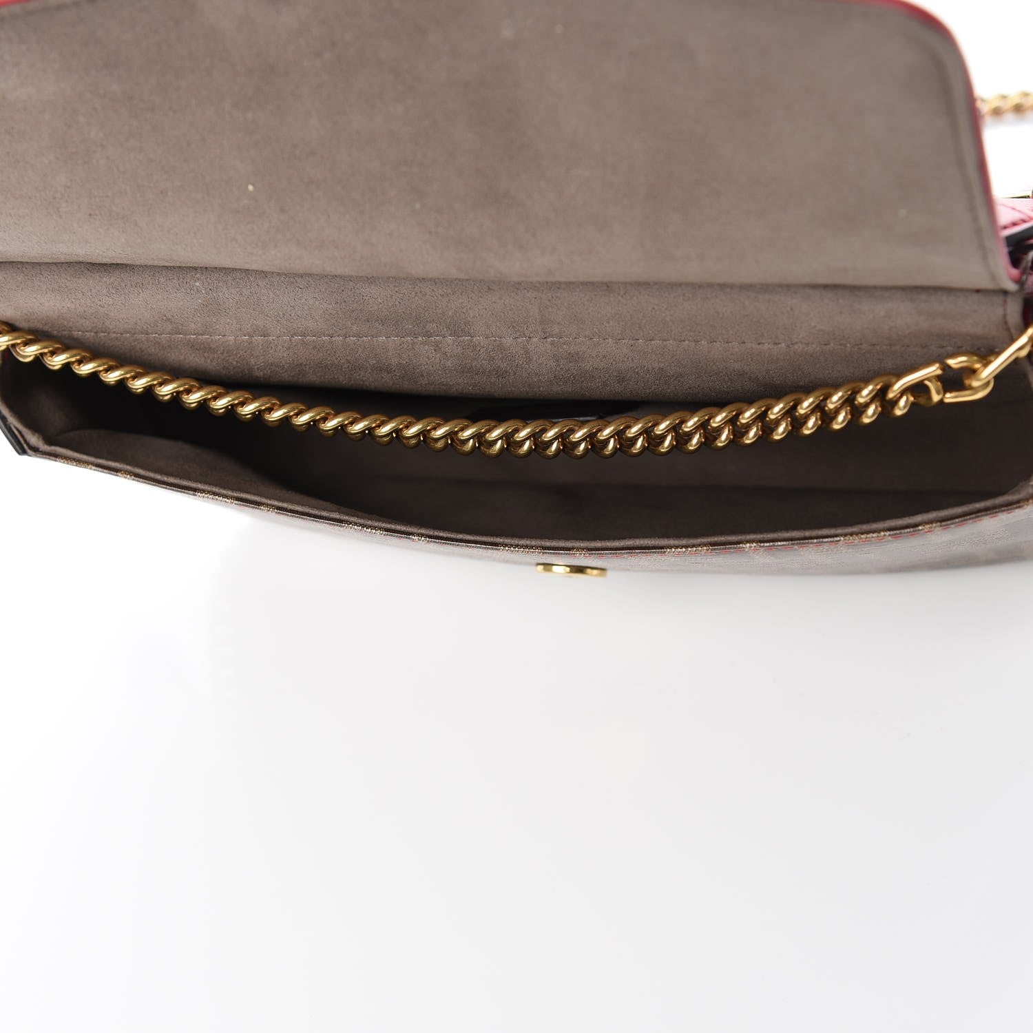 Fendi Vitello Grace Glazed Fabric FF 1974 Double F Shoulder Bag Fragola Mogano Panna 6 of 10