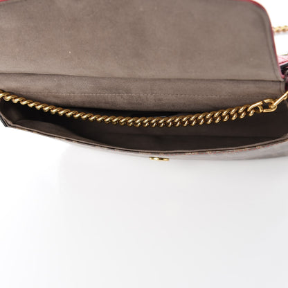 Fendi Vitello Grace Glazed Fabric FF 1974 Double F Shoulder Bag Fragola Mogano Panna 6 of 10