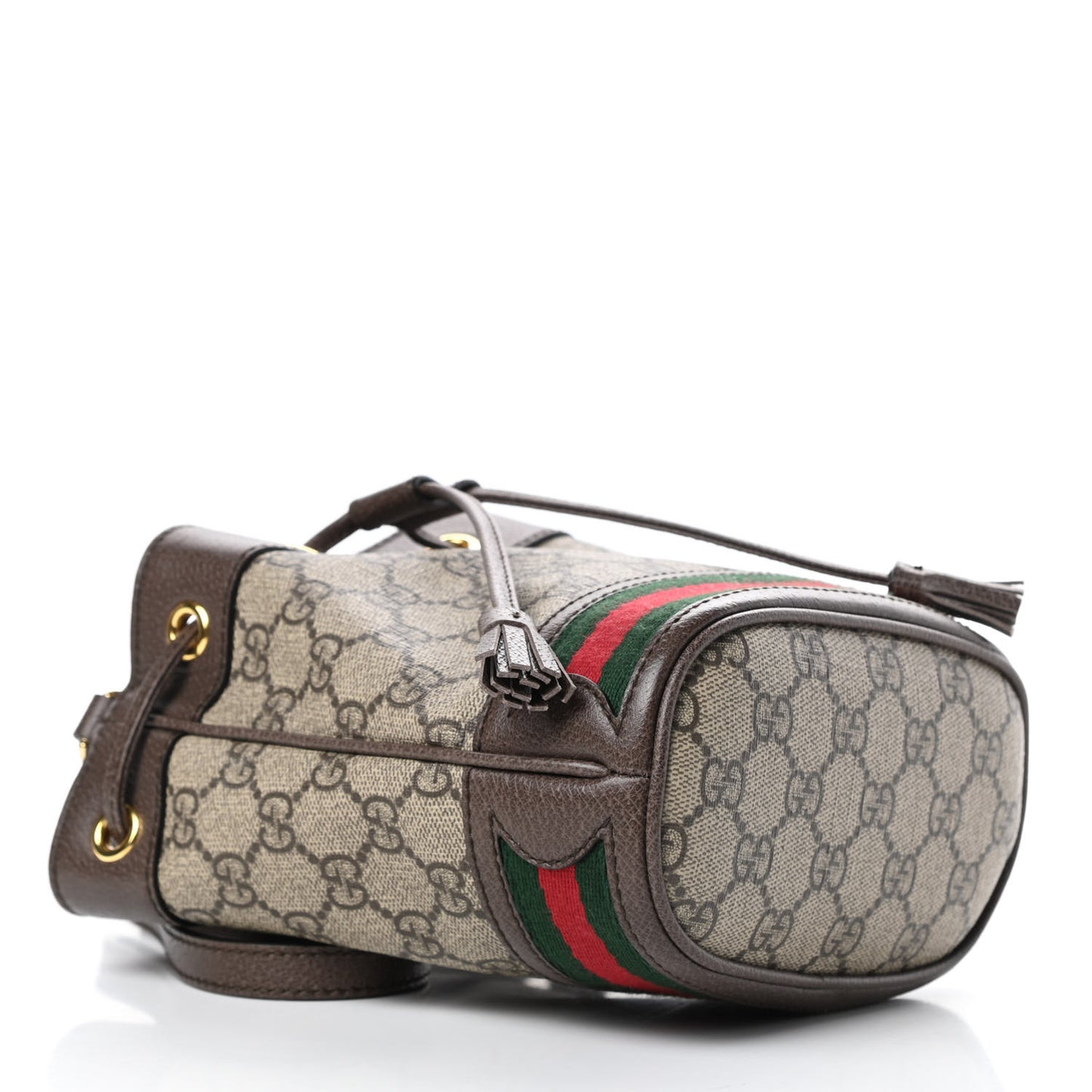 GG Supreme Monogram Web Mini Ophidia Bucket Bag Brown