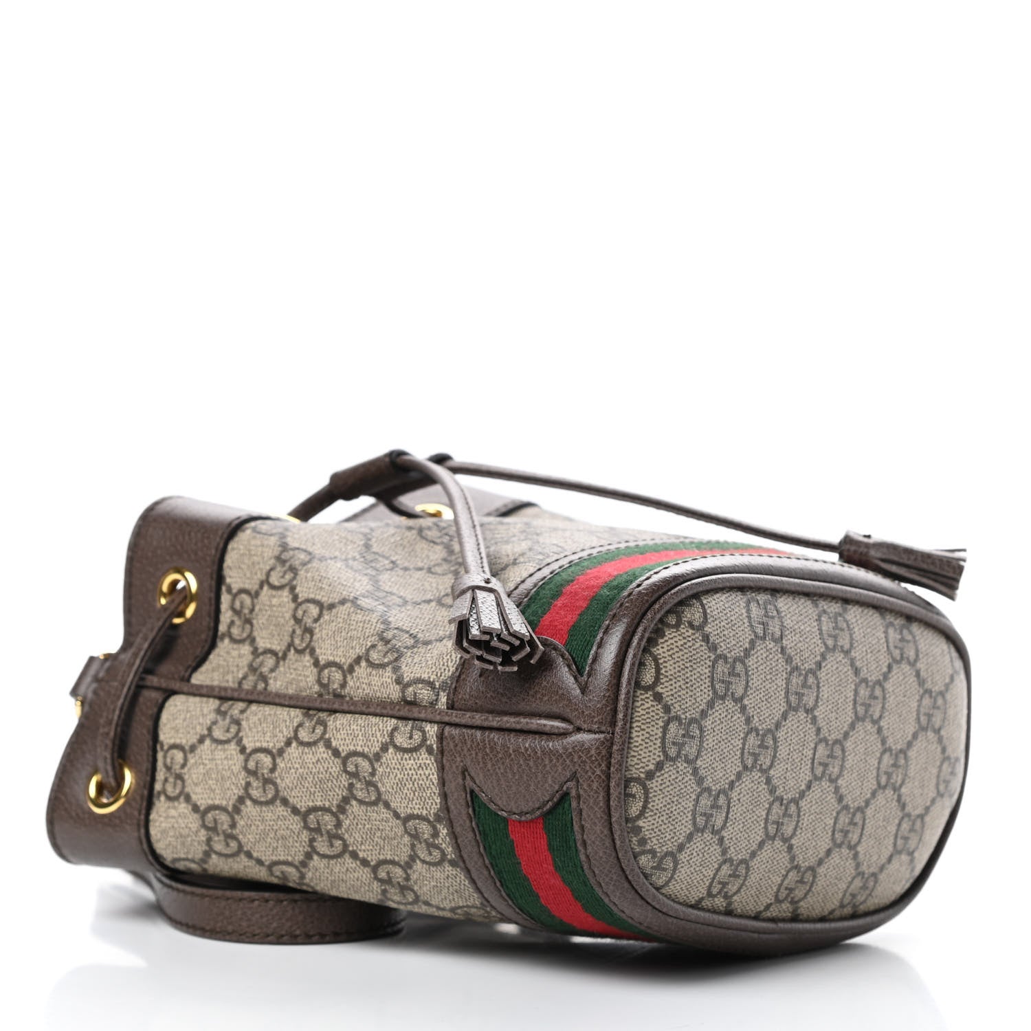 Gucci GG Supreme Monogram Web Mini Ophidia Bucket Bag Brown 4 of 12