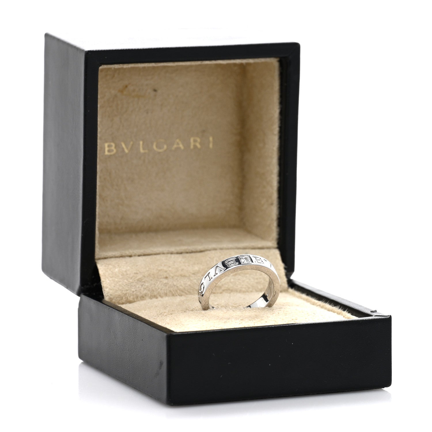 Bulgari 18K White Gold Diamond B.Zero1 Essential Band Ring 53 6.5 5 of 5