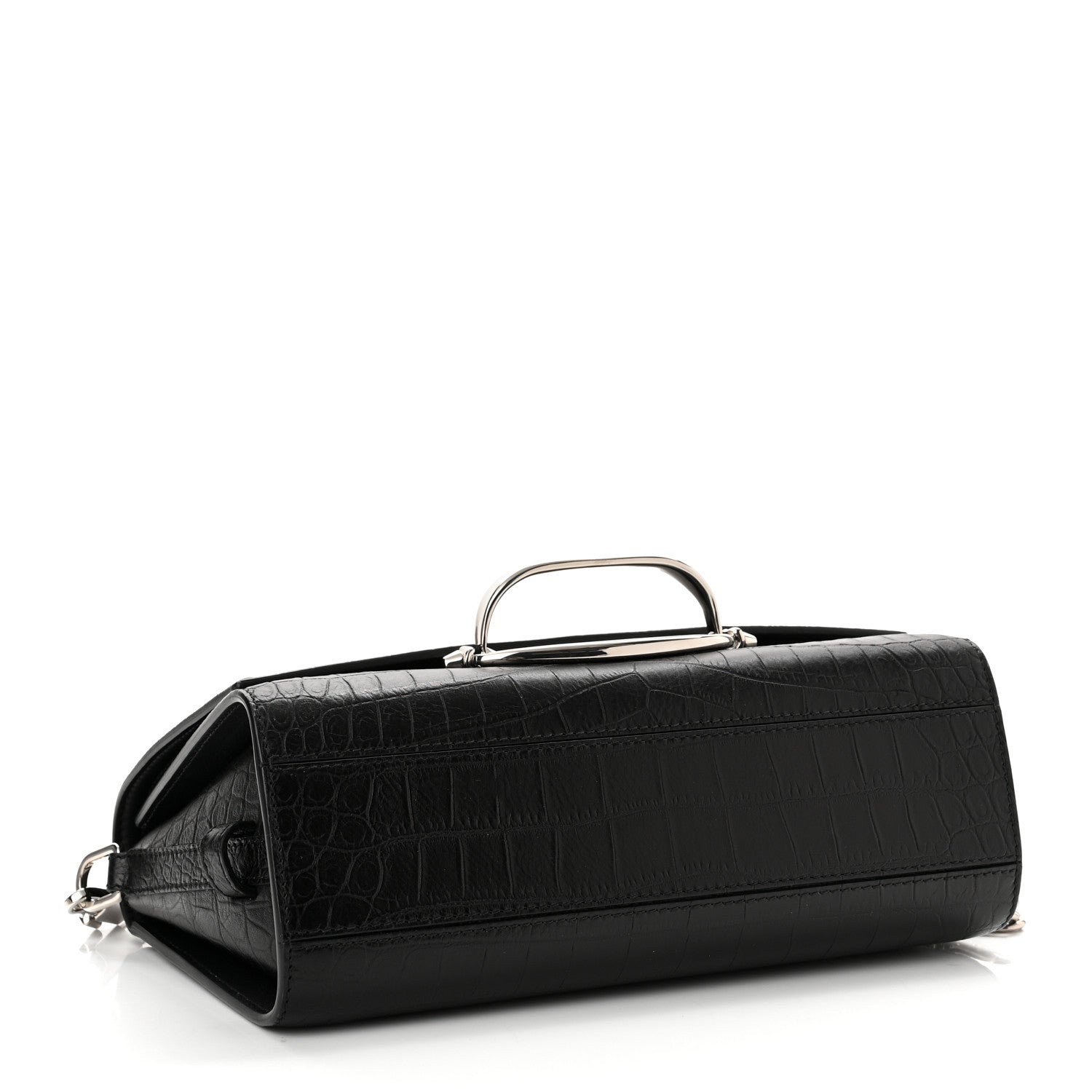 Alexander McQueen Calfskin Crocodile Embossed The Story Shoulder Bag Black 4 of 9