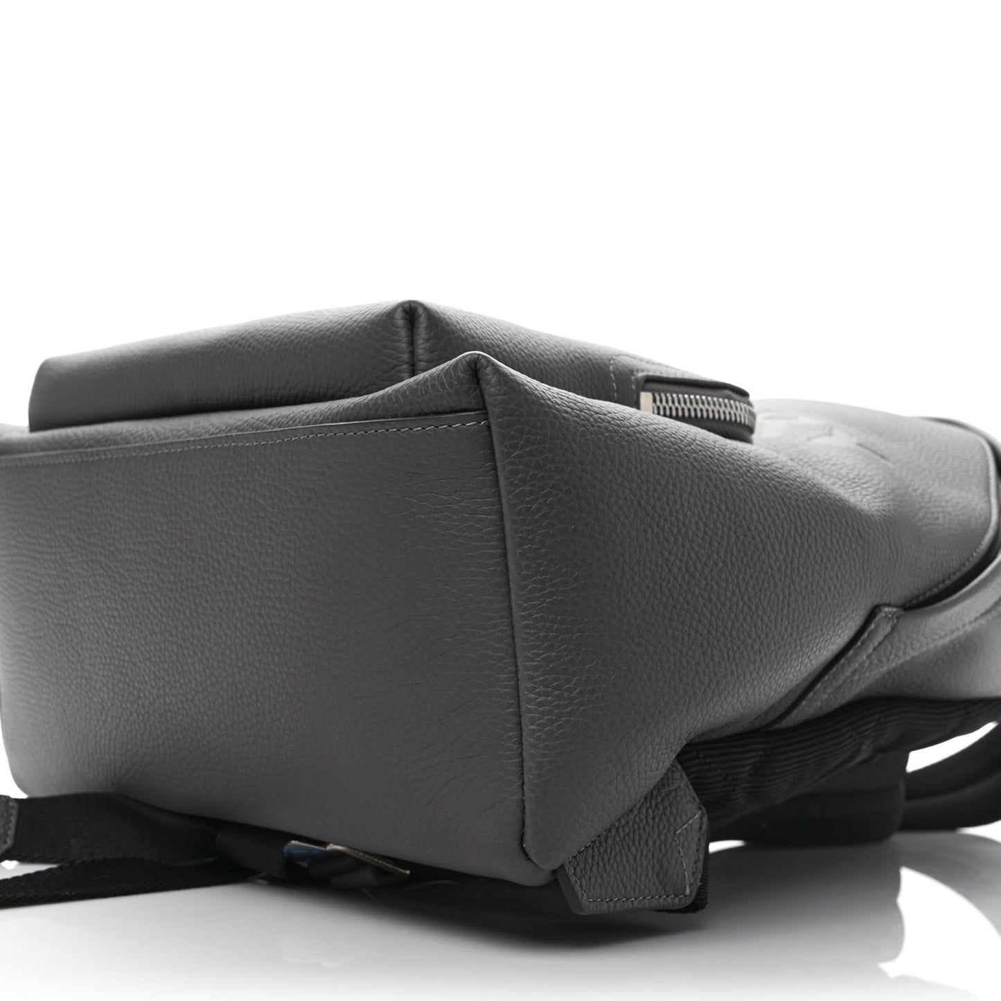 Calfskin Logo Embossed Backpack Charcoal Grey
