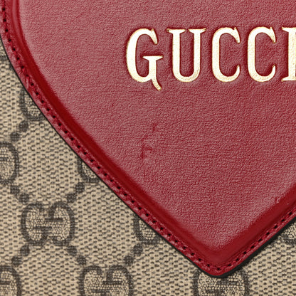 Gucci GG Supreme Monogram Script Logo Heart Wallet on Chain Beige Brown 12 of 13