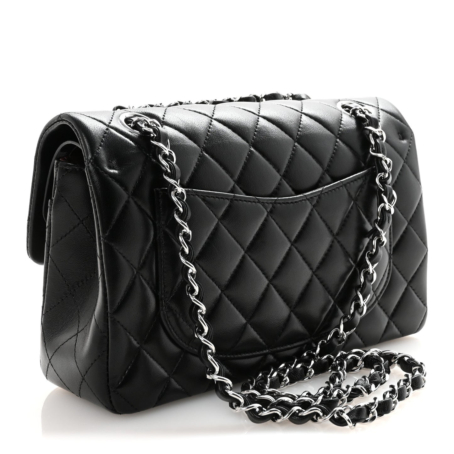 Lambskin Quilted Small Double Flap Black