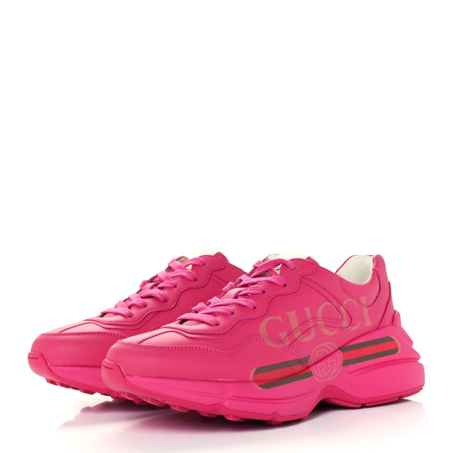 Gucci Calfskin Logo Womens Rhyton Sneakers Box 36.5 Box Pink 3 of 8